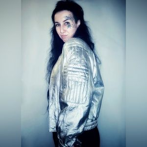 Lillie Rubin 100% leather silver jacket S